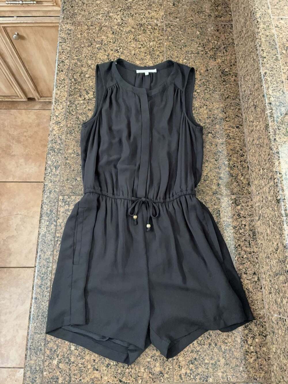 Daniel Rainn Black Sleeveless Drawstring Romper Size S
